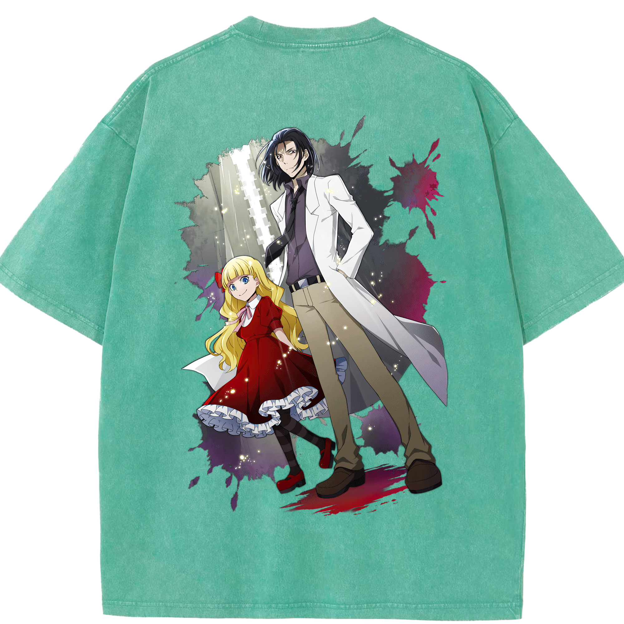 （画像用） 文豪ストレイドッグス Bungo Stray Dogs 綿100% ヴィンテージ風 半袖Tシャツ（背面プリント）